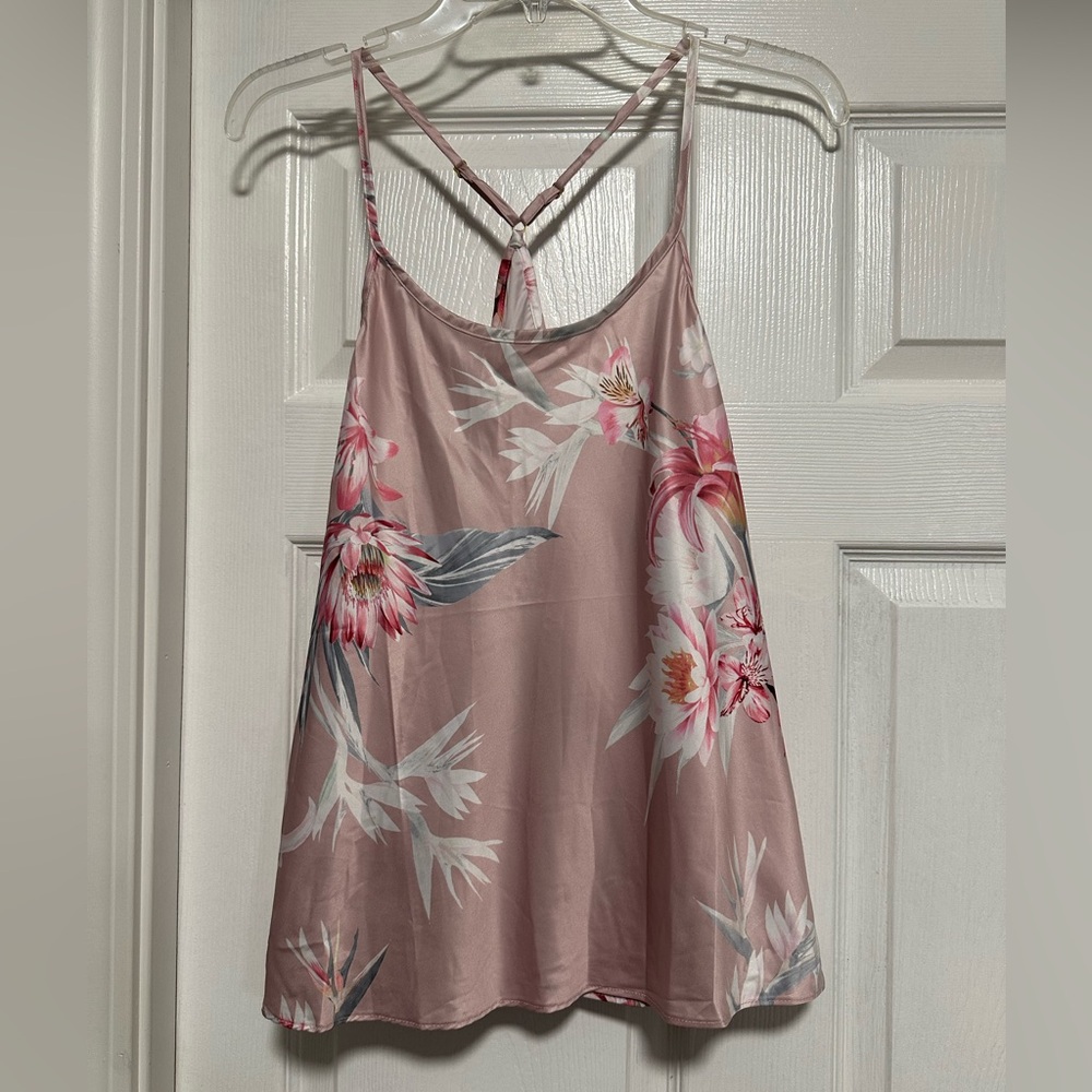 Flora Nikrooz Light Pink Floral Night Tank Top Women's M